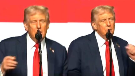 Trump Wanders Through Comical Riff On Walking Down Stairs During Scattershot Speech