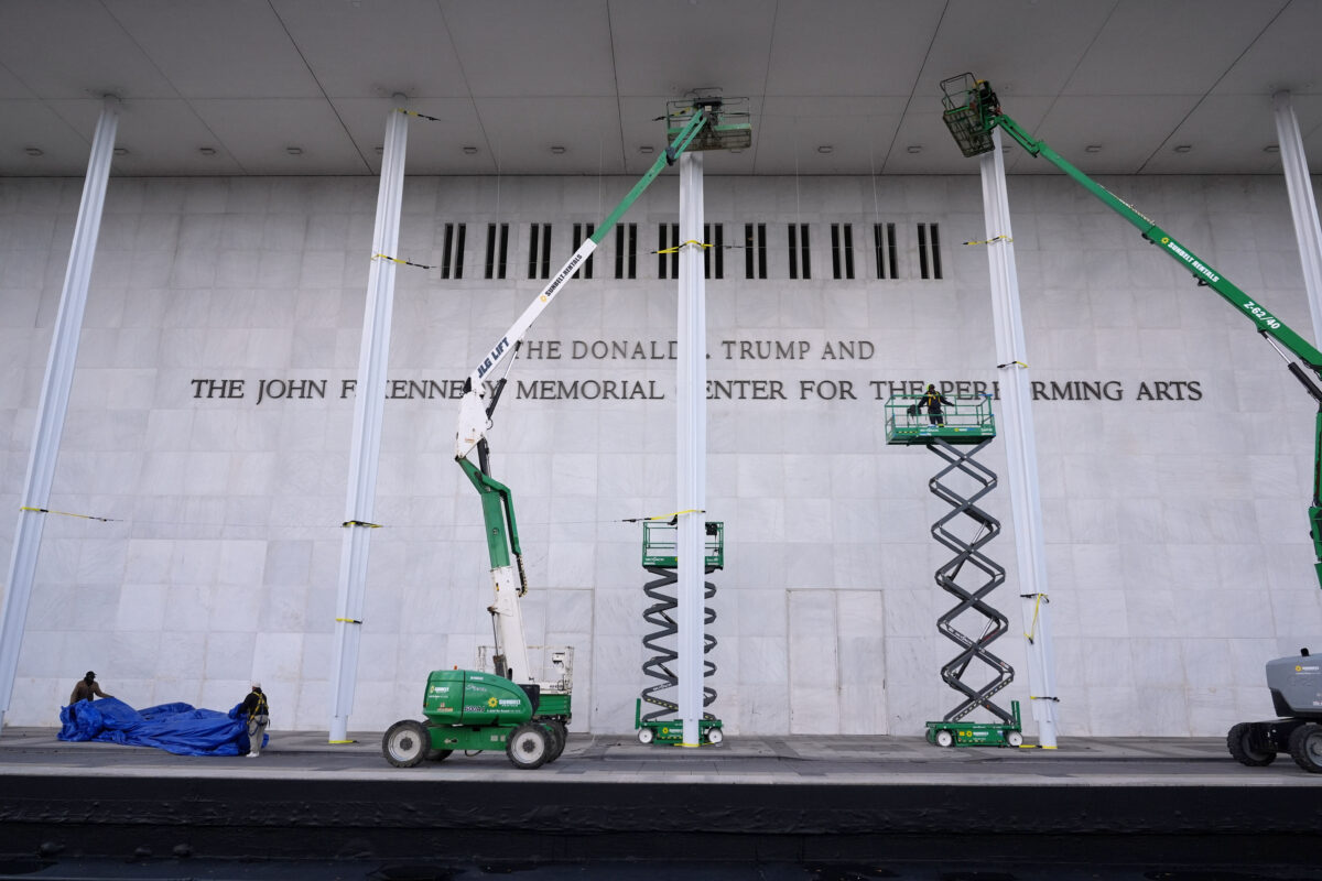 The Donald J. Trump and The John F. Kennedy Memorial Center For The Performing Arts new sign