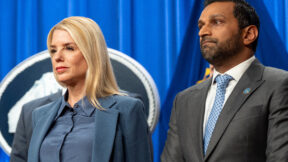 Attorney General Pam Bondi, left, and FBI Director Kash Patel