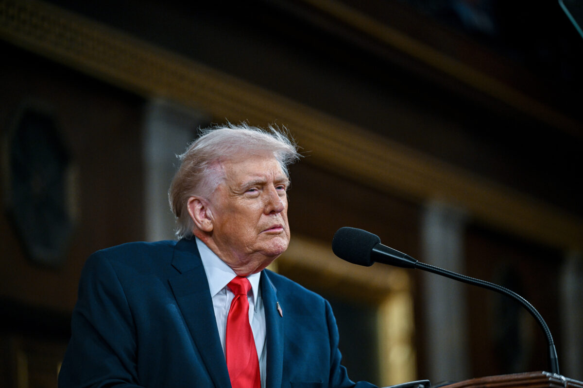 President Donald Trump delivers the State of the Union address to a joint session of Congress in the House chamber at the U.S. Capitol in Washington, Tuesday, Feb. 24, 2026.