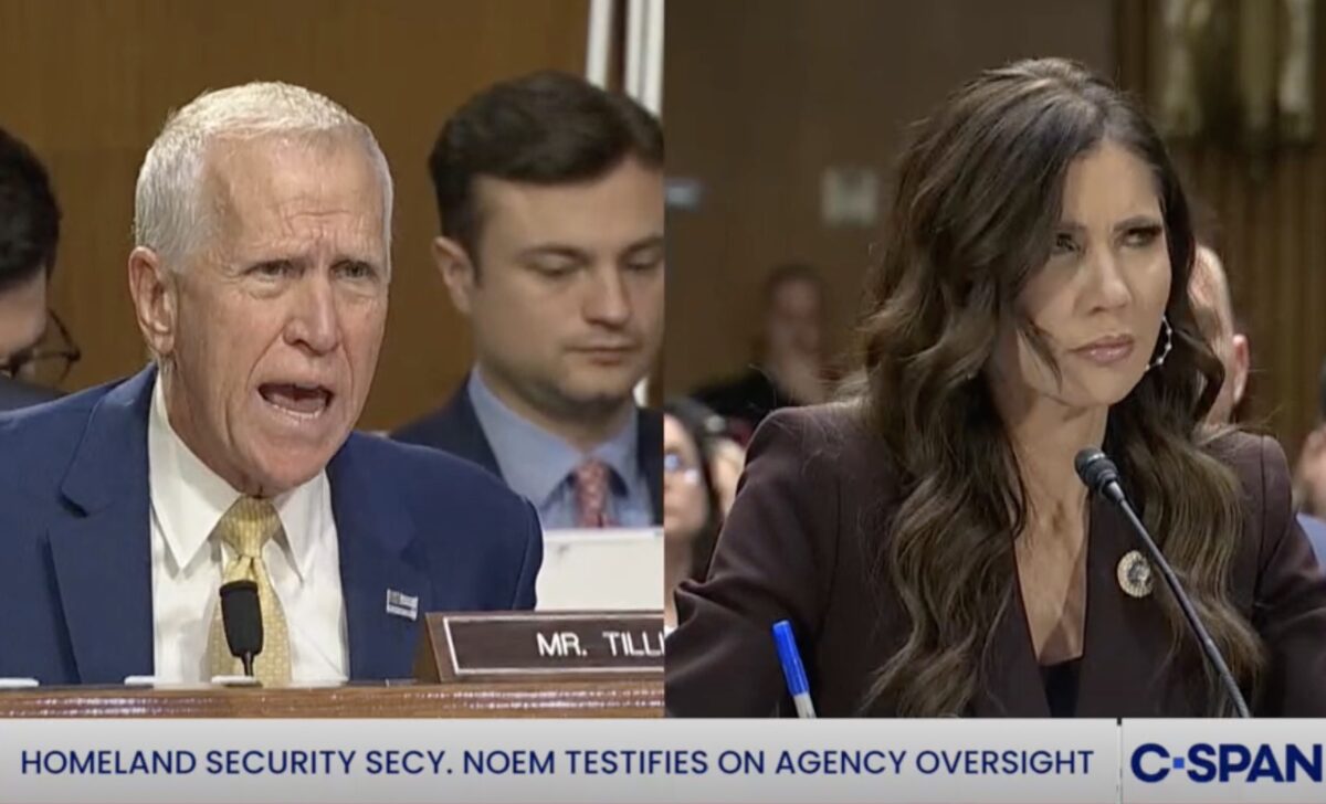 Sen. Thom Tillis shredding DHS Sec. Kristi Noem
