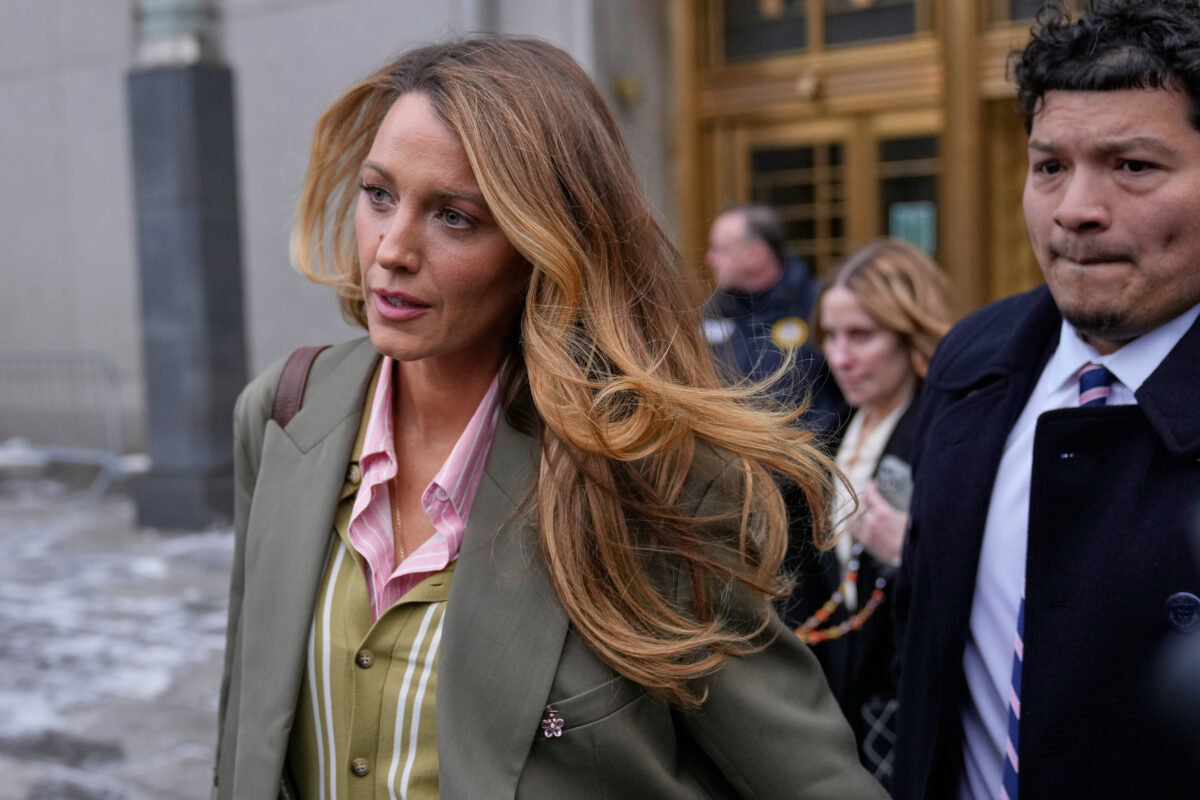 =Blake Lively leaves a courthouse in New York, Wednesday, Feb. 11, 2026