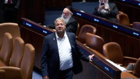 Israel's Minister of National Security, Itamar Ben-Gvir in the Israeli parliament, during a session considering a bill to dissolve the government in Jerusalem,Wednesday, May 20,2026. (AP Photo/Ohad Zwigenberg)