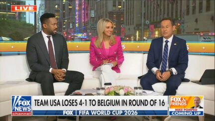 lawrence jones, kayleigh mcenany and brian kilmeade on the fox & Friends set