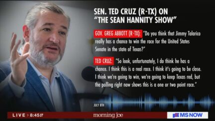 graphic showing ted cruz alongside his quotes from the sean hannity show