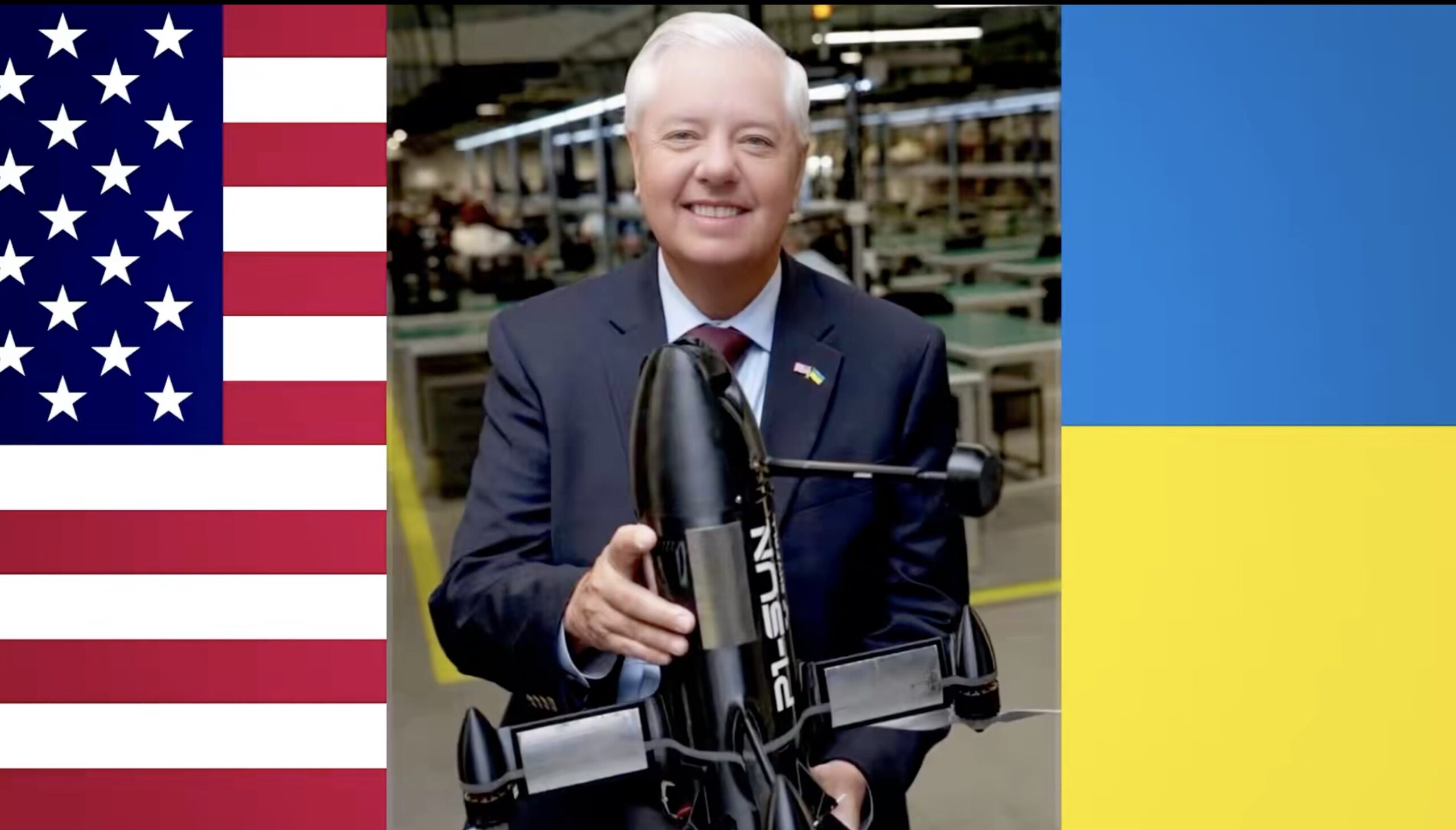 lindsey graham holding a drone