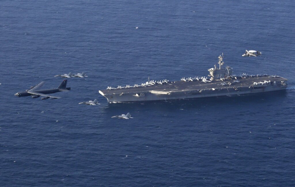 uss abraham lincoln at sea in 2019 file photo