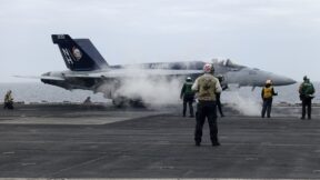 jet with steam around it in 2024 file photo