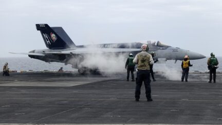 jet with steam around it in 2024 file photo