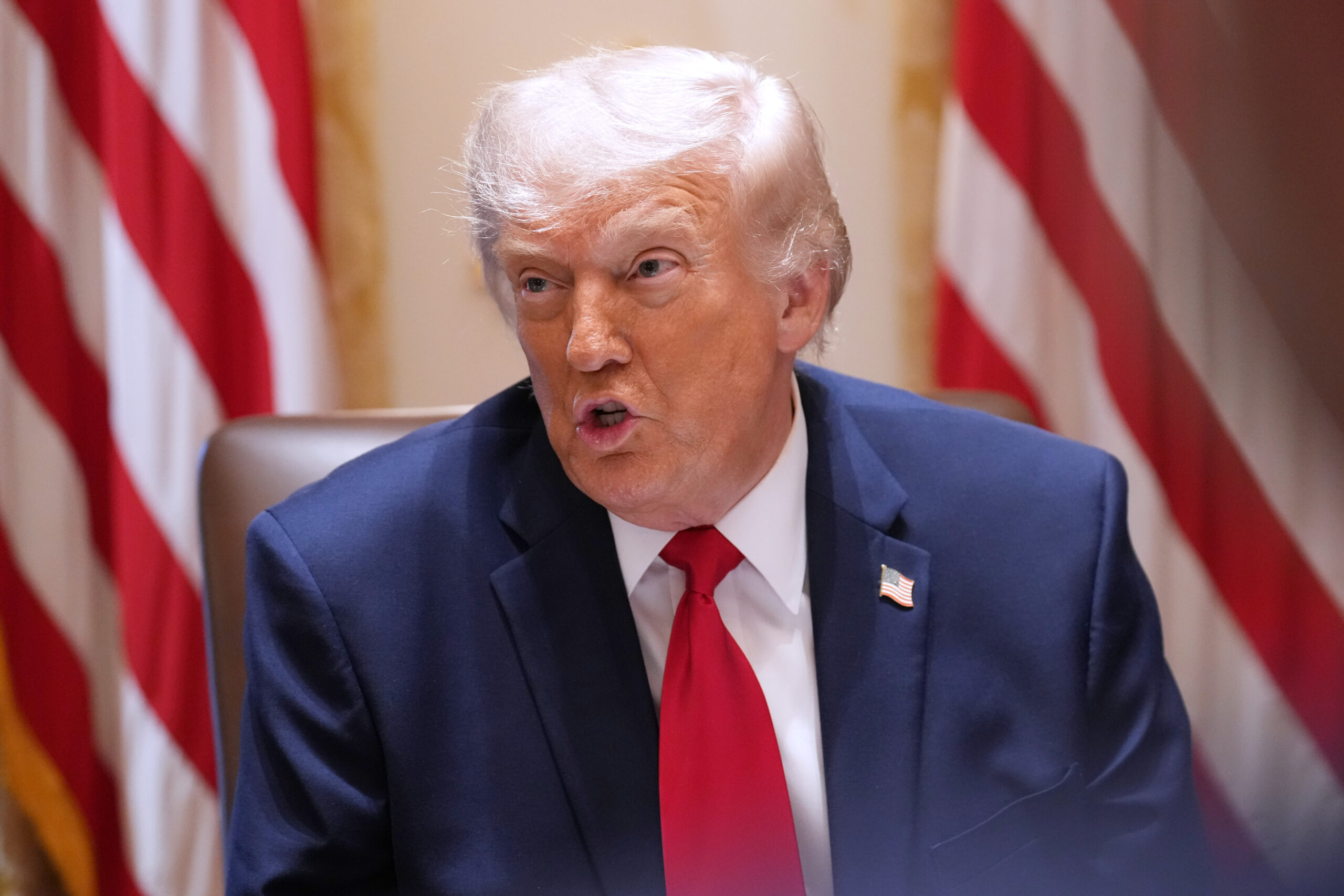 President Donald Trump speaks during a Cabinet meeting at the White House