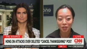 CNN's Kaitlan Collins asks Francesca Hong if she still supports canceling Thanksgiving