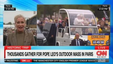 cnn reporter speaks as pope mobile makes way through paris