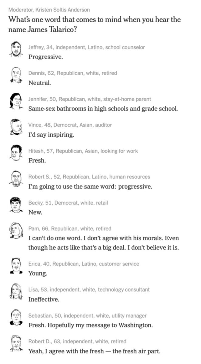 NYT focus group on Talarico