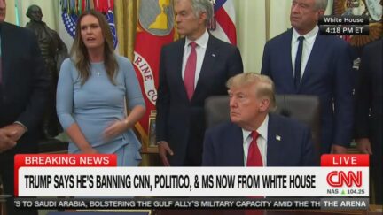 Gov. Sarah Huckabee Sanders and President Donald Trump