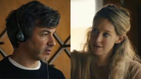 screenshot from the trailer showing the filmmaker and holmes