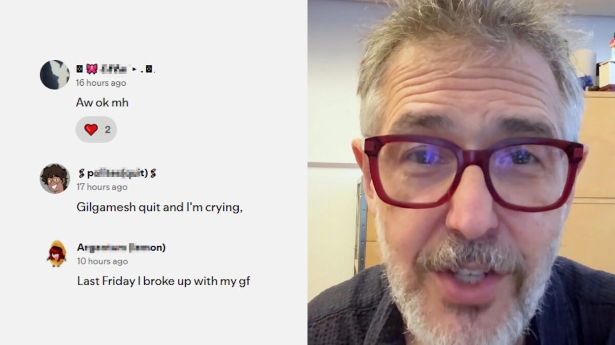 screenshot of host's face next to image of the comments