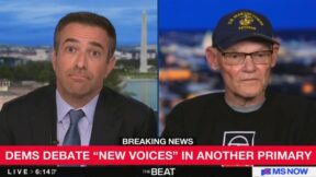 Ari Melber interviewing James Carville on MS NOW
