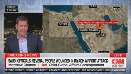 cnn reporter matthew chance with map of saudi arabia showing attack
