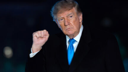 trump with a raised fist