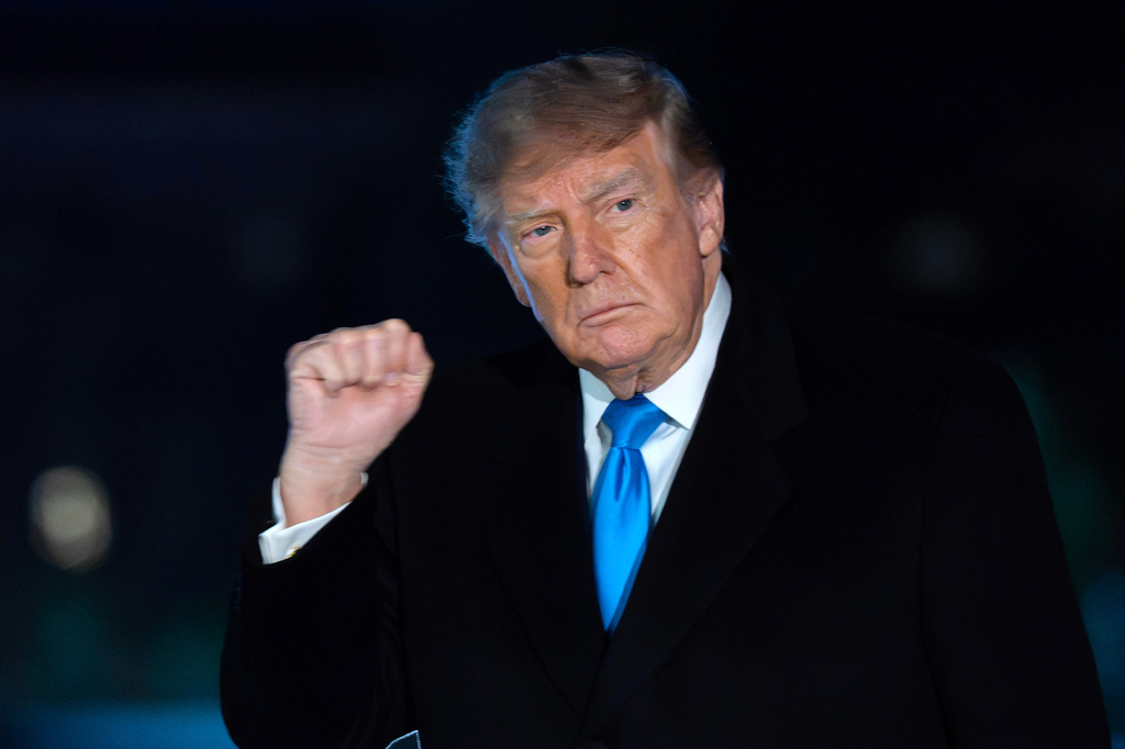 trump with raised fist