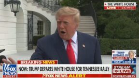 Donald Trump speaking to reporters